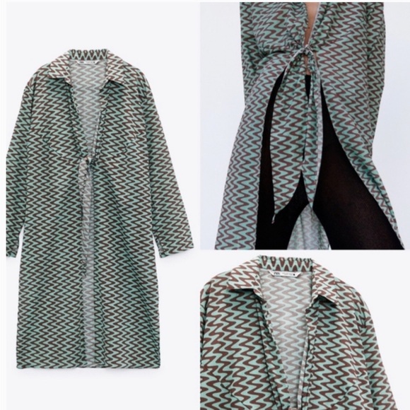 Zara Sea Green Tunic Swim Coverup sz XL NWT - Picture 6 of 7